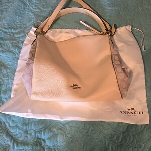 Coach Blush Pebbled Leather Shoulder Bag with Signature Side Panels